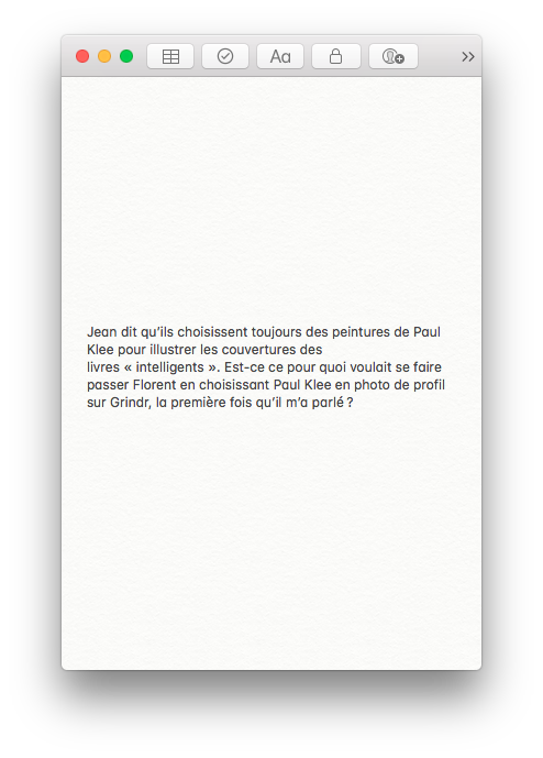 Fragments, Un col de chemise bleue, Gilles Sage