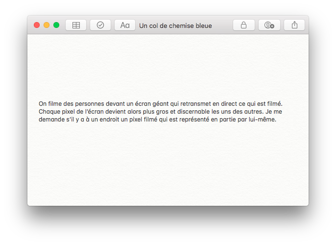 Fragments, Un col de chemise bleue, Gilles Sage