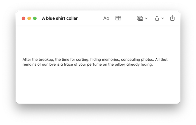 Fragments, A Blue Shirt Collar, Gilles Sage