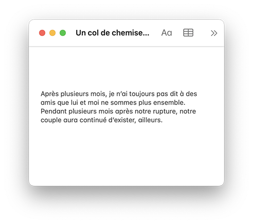 Fragments, Un col de chemise bleue, Gilles Sage