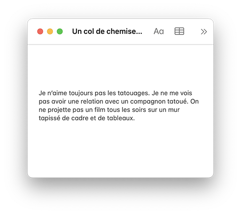 Fragments, Un col de chemise bleue, Gilles Sage