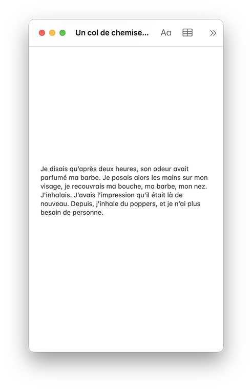 Fragments, Un col de chemise bleue, Gilles Sage